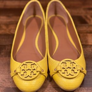 Tory Burch Reptile Yellow Flats